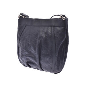 Gucci Shoulder Leather ssima Bag Black GG